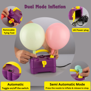 AL-Mustarziq Electric Balloon Pump with UK Plug- Portable Balloon Inflator Pump Machine with Dual Nozzle for Fast Balloons Inflation - Image 7